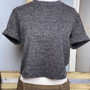 Zara Basic Marled Twill Cropped Top with Cuff (S)
